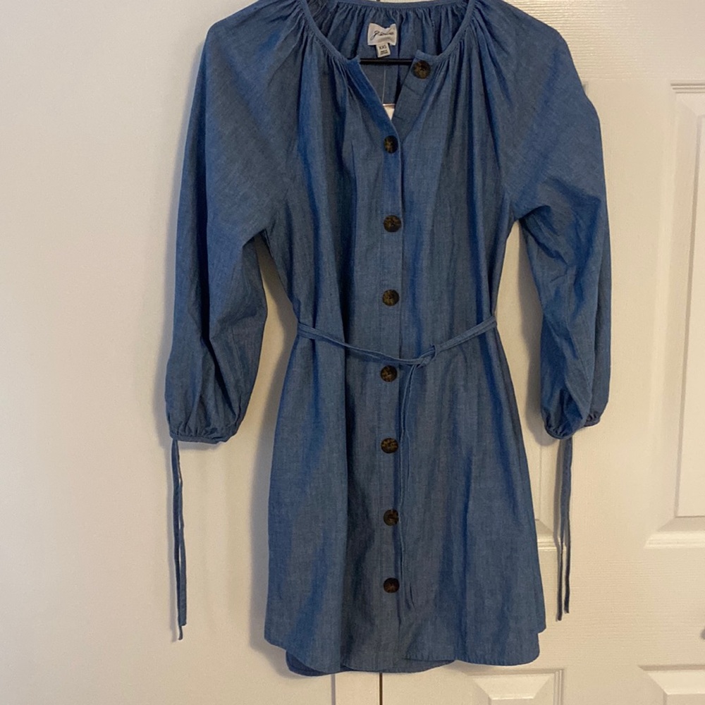 J. Crew denim balloon sleeve dress. Brand new with tags. Size xxs